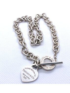 Tiffany & Co Sterling Silver 925 Toggle New Version Necklace Chocker 18.5"